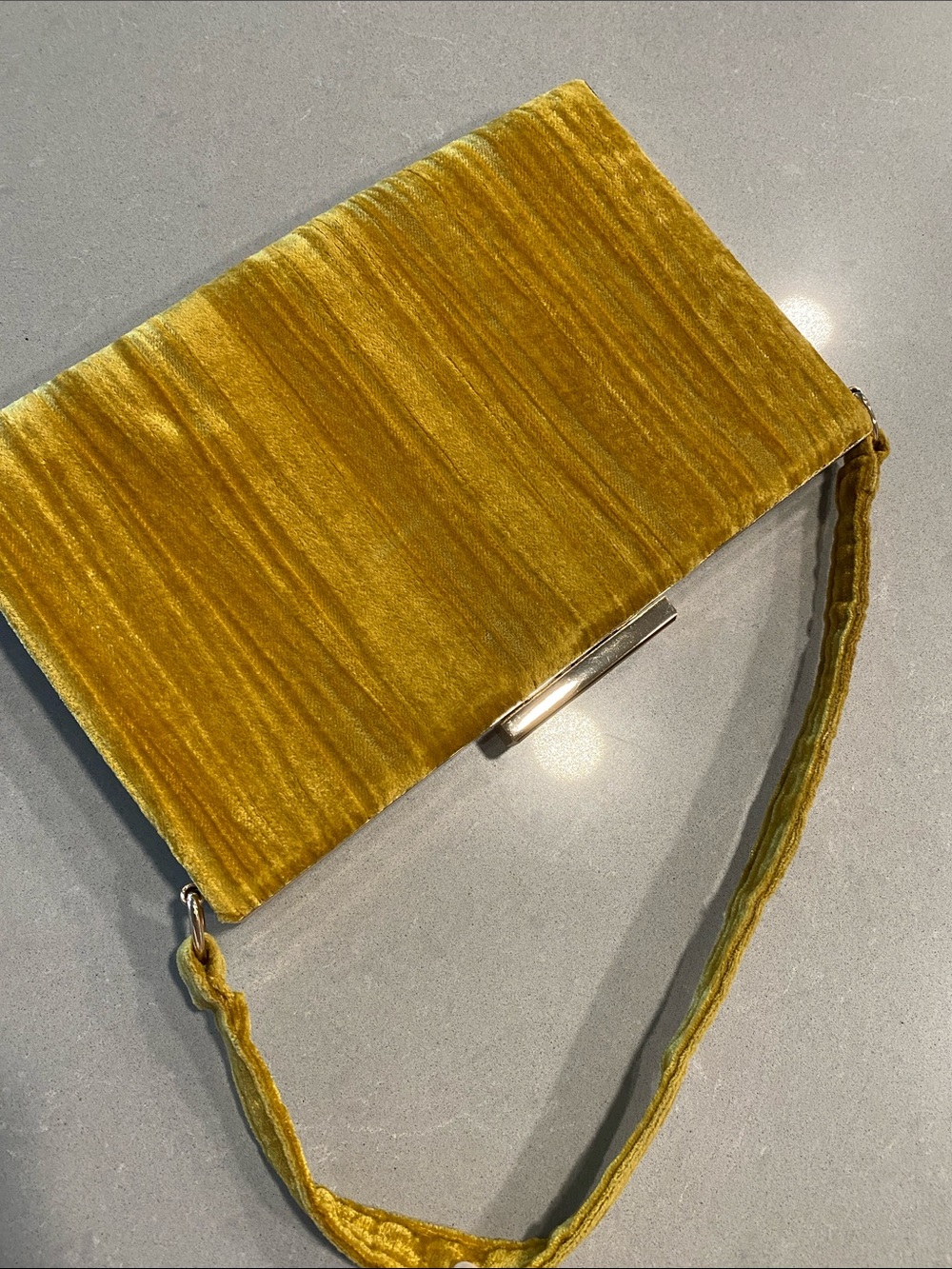 Zara Mustard Yellow Velvet Top-Handle Clutch Evening Bag Vintage Vibes Fall - Picture 4 of 16